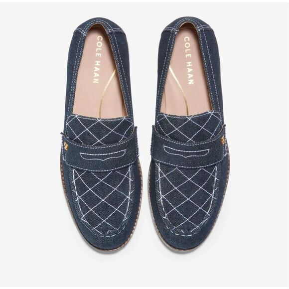 Cole Haan Women's Lx Pinch Penny Loafer, Blue Denim/Natural 8 - Picture 1 of 10